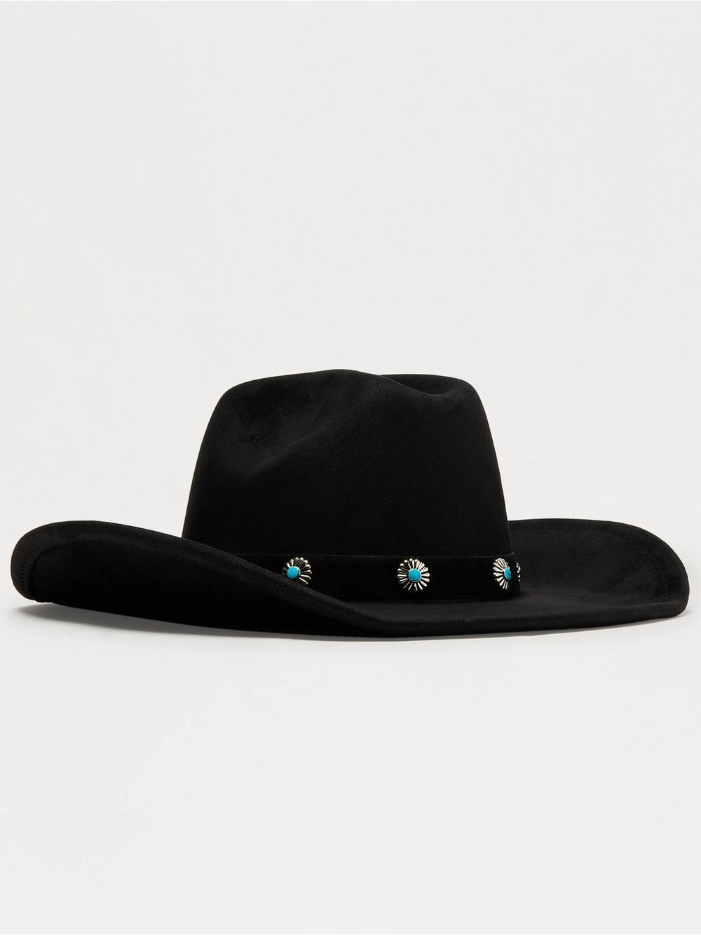 Black Cowboy Hat with Turquoise Concho Band